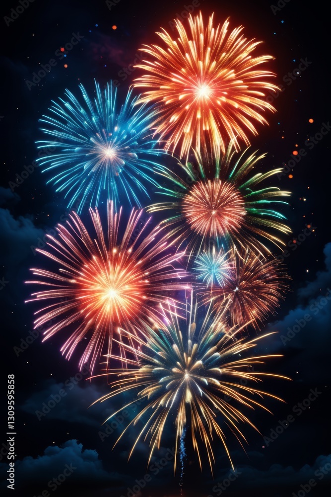 Fototapeta premium fireworks in the sky with a dark background