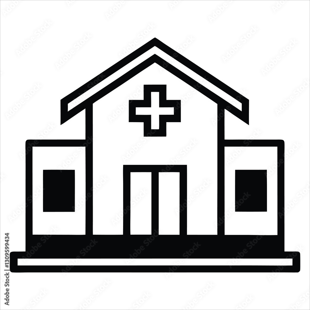 silhouette post office on white background silhouette post office on white background
