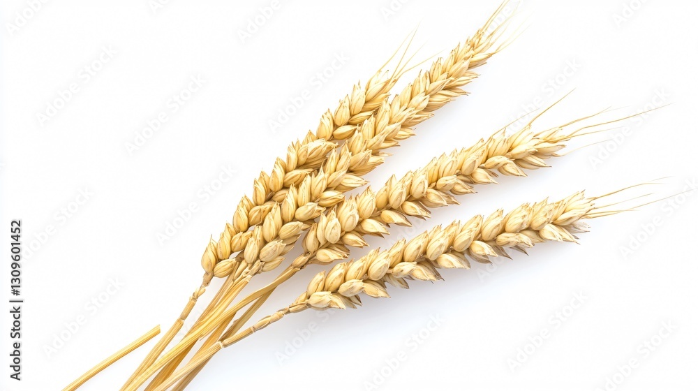 Wheat Ears on White Background - Top View Wheat Ears on White Background - Top View
