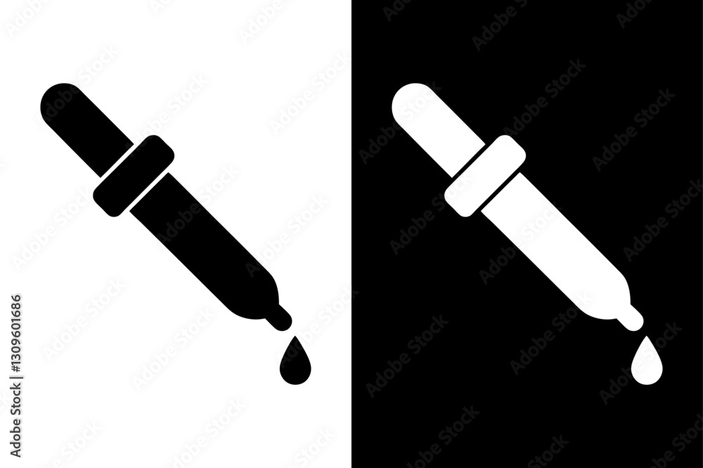 Beauty Dropper Vector Icon Clean Silhouette on Black and White Background