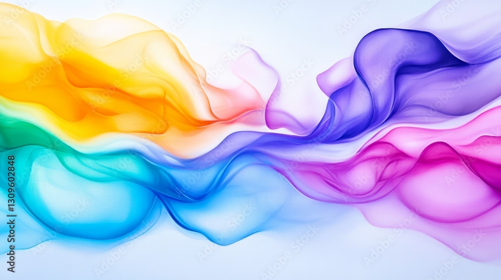 Obraz premium Colorful Abstract Wave Design - Abstract of flowing colorful waves, vibrant hues of blue, green, yellow, purple and pink. Perfect for backgrounds or design elements