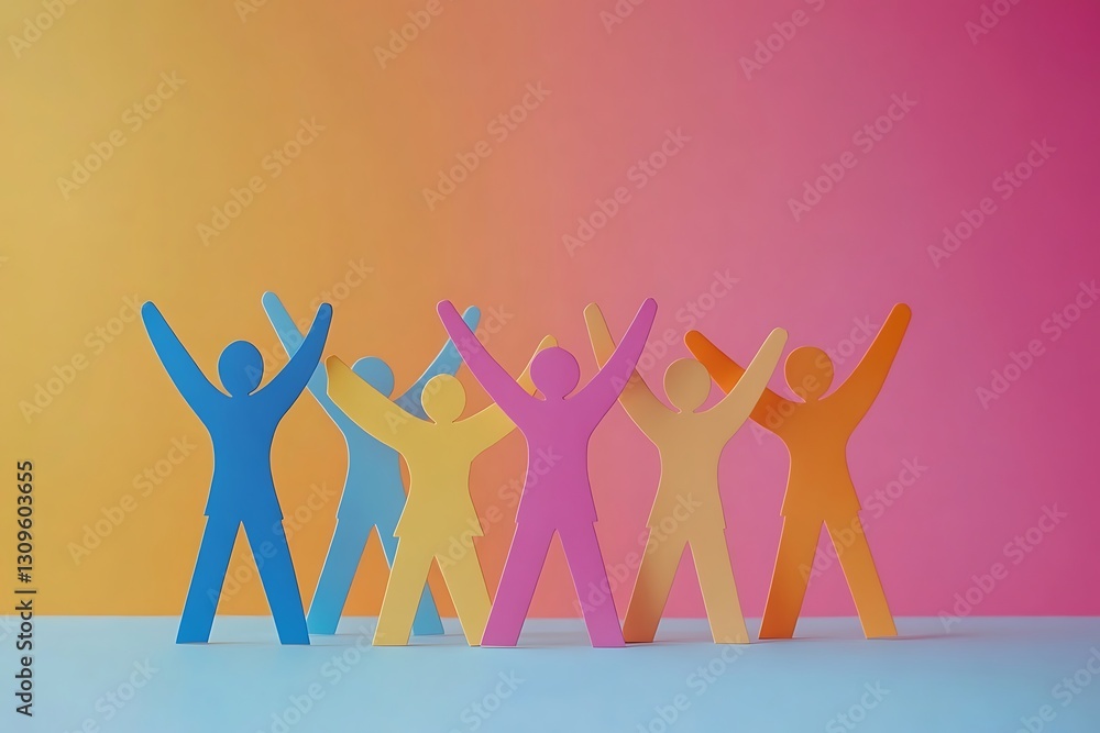 Colorful People Figures Celebrating Success Together Colorful People Figures Celebrating Success Together