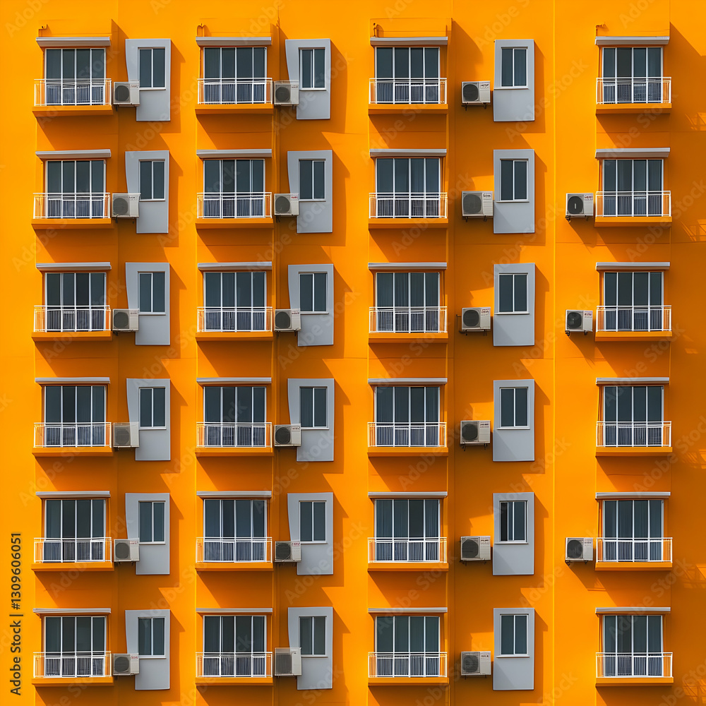 Fototapeta premium Vibrant Orange Building Facade Illustration