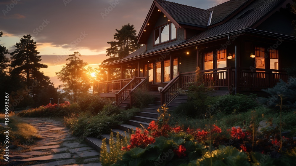 Sunset Serenity: Lakeside Log Cabin Retreat. Sunset Serenity: Lakeside Log Cabin Retreat.