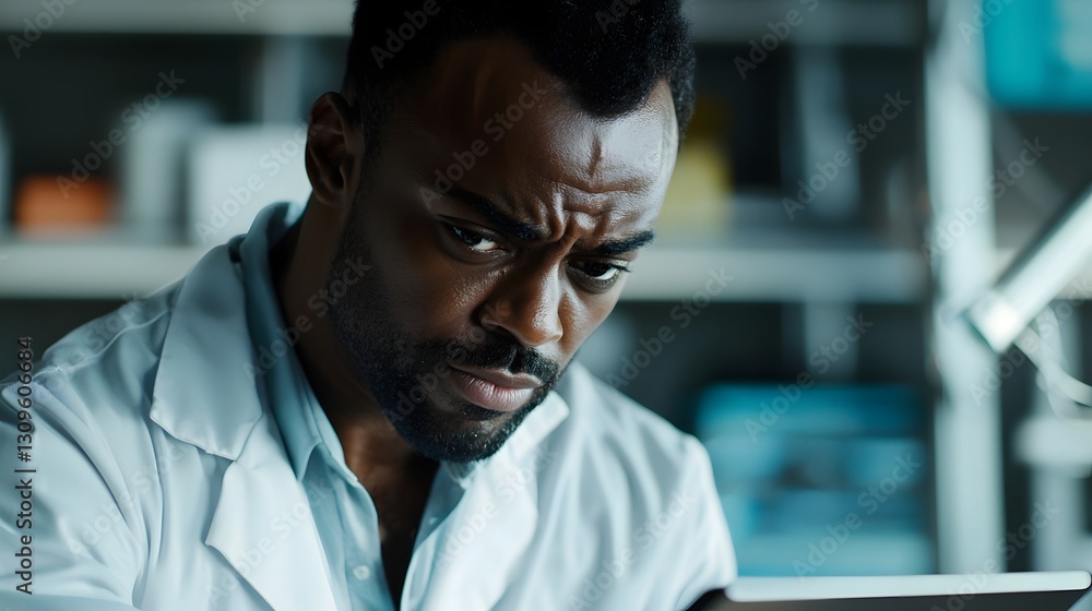 Close up of a focused and determined professional businessman adjusting performance goals and metrics on a digital tablet in an office or corporate workplace setting Close up of a focused and determined professional businessman adjusting performance goals and metrics on a digital tablet in an office or corporate workplace setting