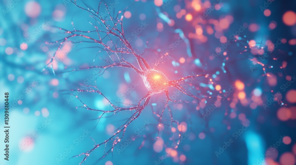 Digital space synapse closeup scientific high-tech illustration of neurobiology Digital space synapse closeup scientific high-tech illustration of neurobiology