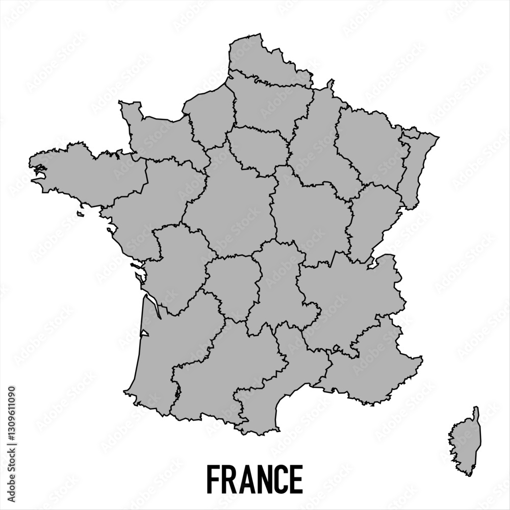 Obraz premium France map in grey style isolated on white background. Vector illustration