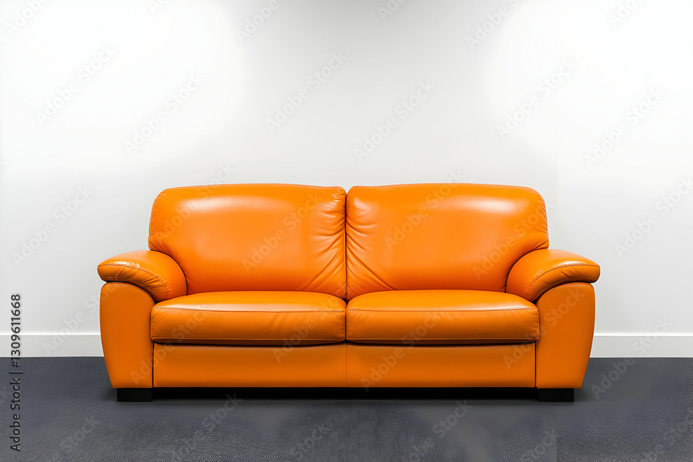 Obraz premium Orange Leather Sofa Interior Design Illustration