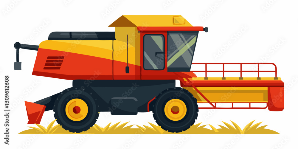 Modern Powerful Agricultural Combine Harvester in Wheat Field Ready for Harvesting Modern Powerful Agricultural Combine Harvester in Wheat Field Ready for Harvesting