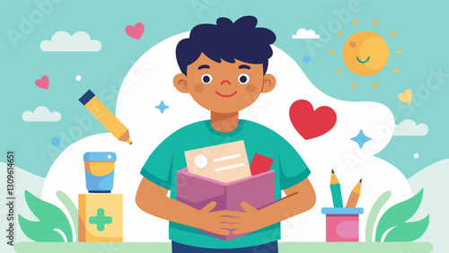 A local artist donates their own gently used supplies knowing firsthand the impact that art can have on a childs development and selfesteem.. Vector illustration