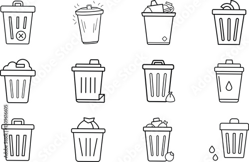 Photos Trash Can Icons Waste Disposal, Recycling, Garbage, Refuse, Bin