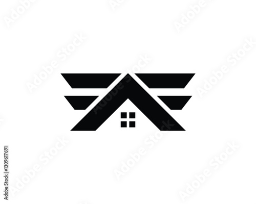 initial letter  F with simple shape house home roof logo design template