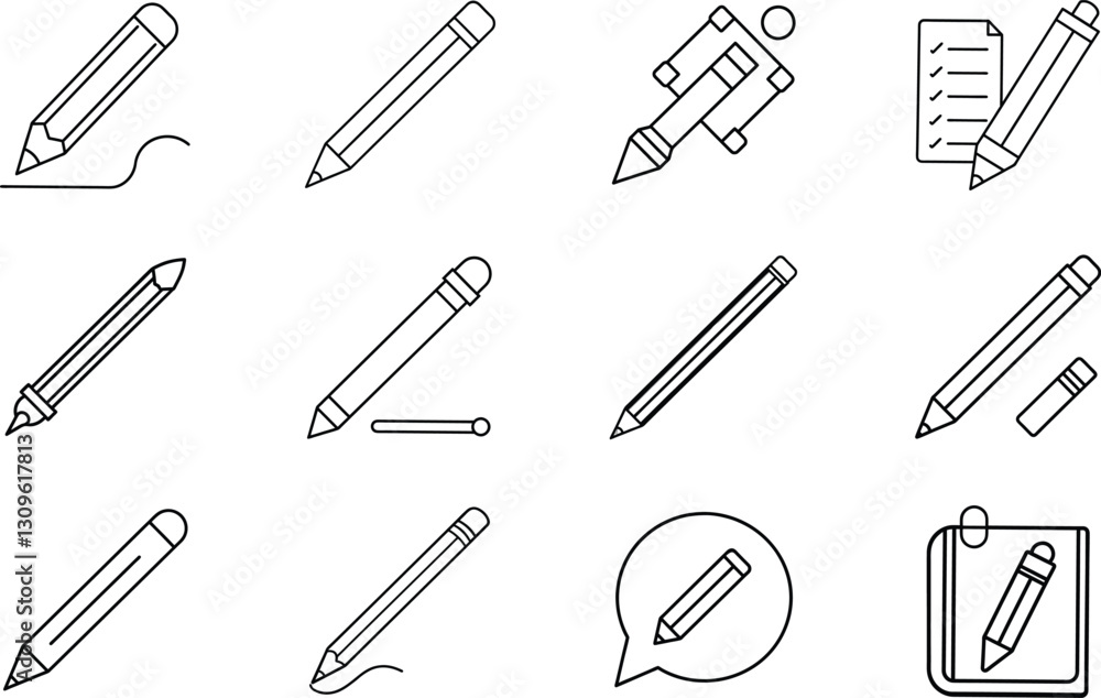 Pencil Icons Writing, Drawing, Design, Sketching, NoteTaking Tools Pencil Icons Writing, Drawing, Design, Sketching, NoteTaking Tools