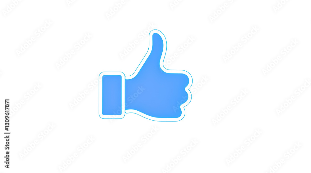 Photo of blue neon thumbs-up like button isolated on transparent background.png Photo of blue neon thumbs-up like button isolated on transparent background.png
