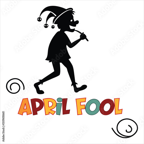 silhouette april fool day on white background