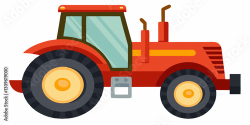 A vibrant red farm tractor with large wheels perfect for agricultural work