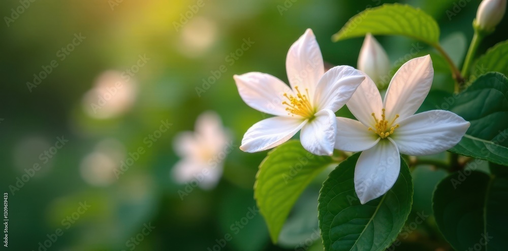 Obraz premium Jasmine sambac vine with abundant fragrant flowers , flowers, floral