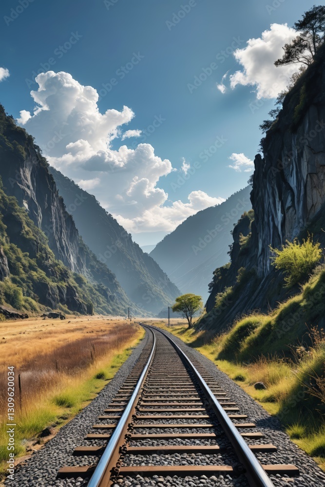 Fototapeta premium there is a train track that is going through a valley