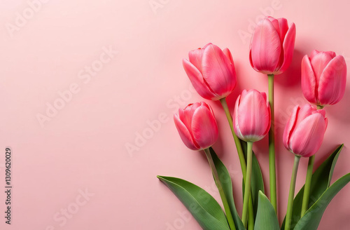 Wallpaper Mural 3D tulips, pattern of red tulips, place for text, flowers background Torontodigital.ca
