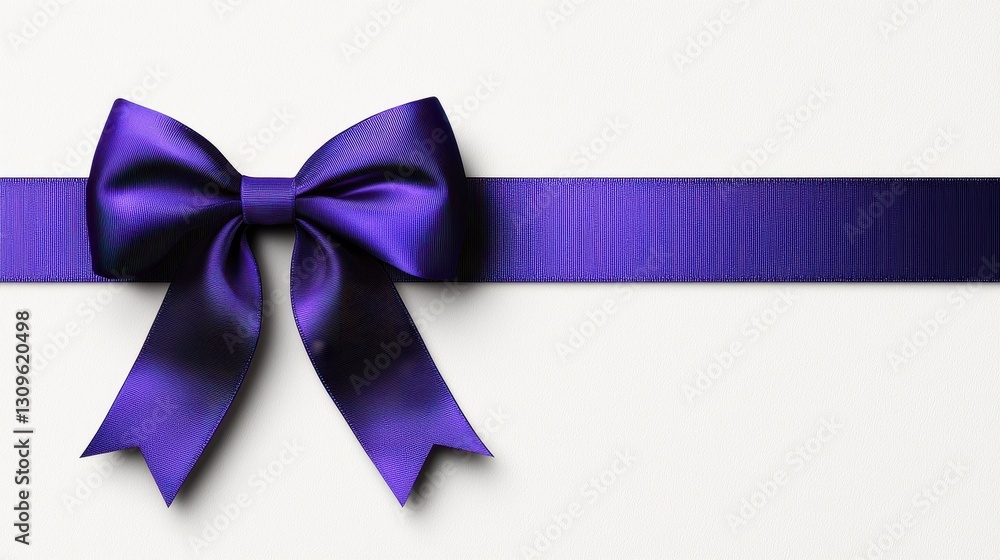 Elegant Purple Bow with Ribbon on White Background for Gifts Elegant Purple Bow with Ribbon on White Background for Gifts