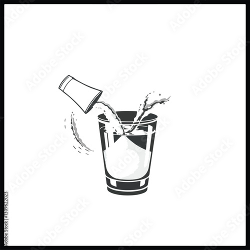 Sachet powder concept set. Instruction how to dissolve effervescent medication in water. Vector illustration. packet use