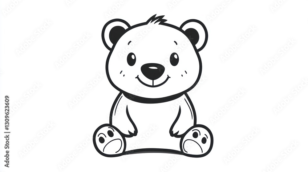 Naklejka premium A simple illustration showing a cute and friendly cartoon bear