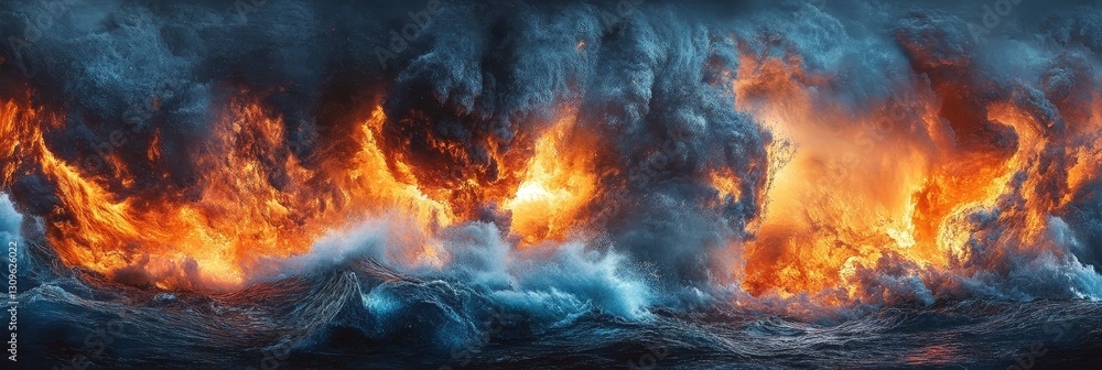 Fiery Ice Collision - A dramatic clash of fire and ice, creating a mesmerizing and powerful visual spectacle. Abstract art depicting intense energy Fiery Ice Collision - A dramatic clash of fire and ice, creating a mesmerizing and powerful visual spectacle. Abstract art depicting intense energy