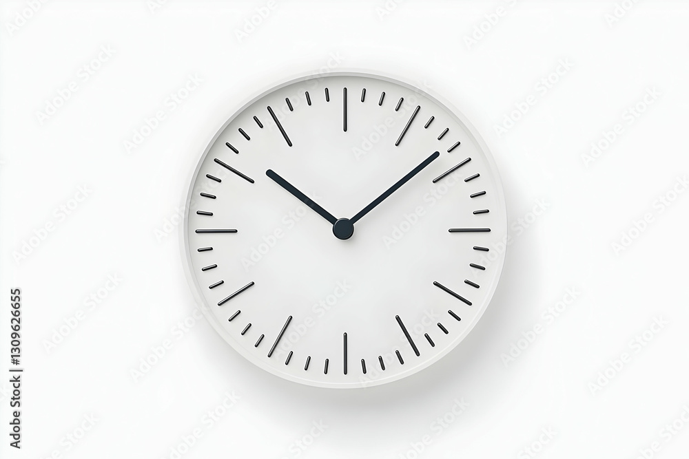 Simple White Clock 3D Illustration