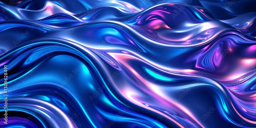Abstract liquid background surface with glowing waves of blue and purple light creating a smooth, shiny and futuristic effect. Abstract liquid background surface with glowing waves of blue and purple light creating a smooth, shiny and futuristic effect.