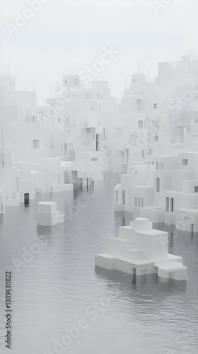 Submerged City 3D Illustration