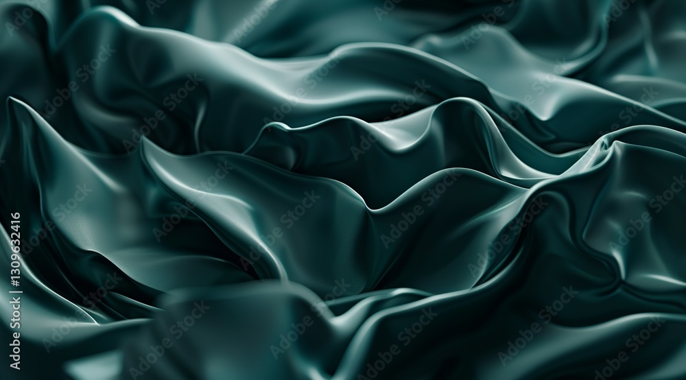 Obraz premium Deep Teal Liquid Waves in Abstract Flowing Texture