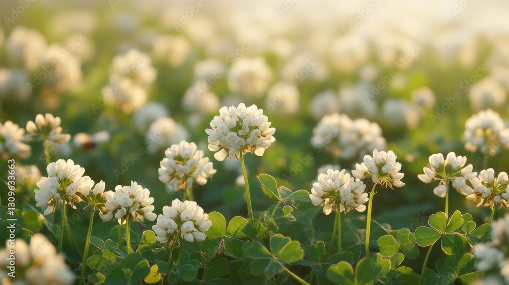 Resplendent Ivory-Hued Clover Carpet in Ethereal Light Resplendent Ivory-Hued Clover Carpet in Ethereal Light