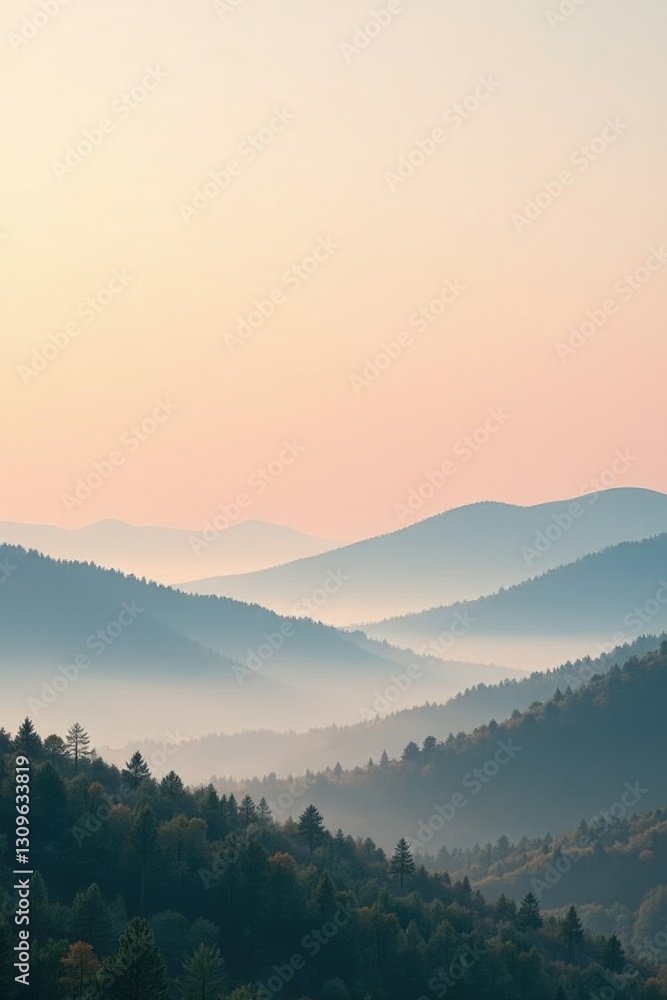 Obraz premium Soft peach mist rises over a serene landscape, gentle, abstract, minimalist