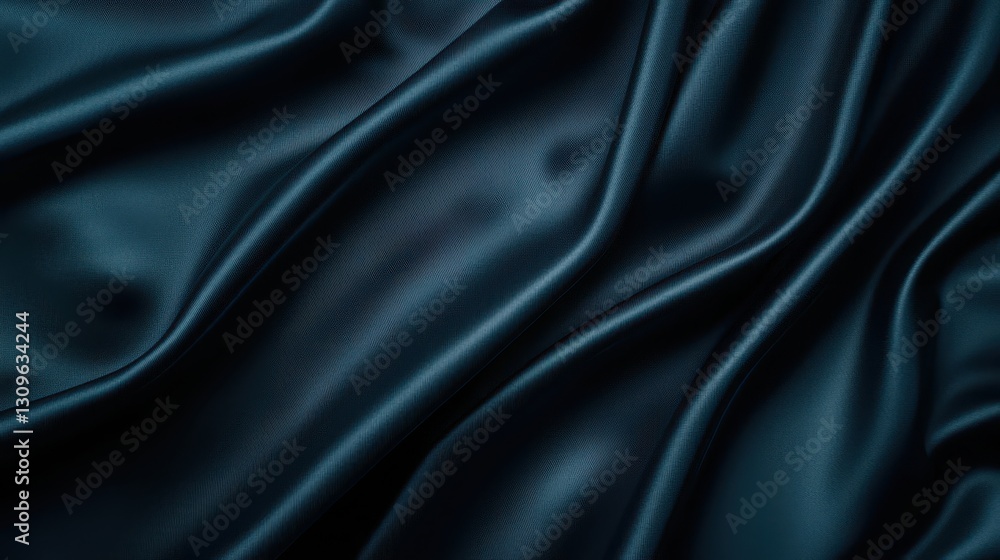Fototapeta premium Luxurious dark blue silk fabric texture, smooth, elegant background for design and photography