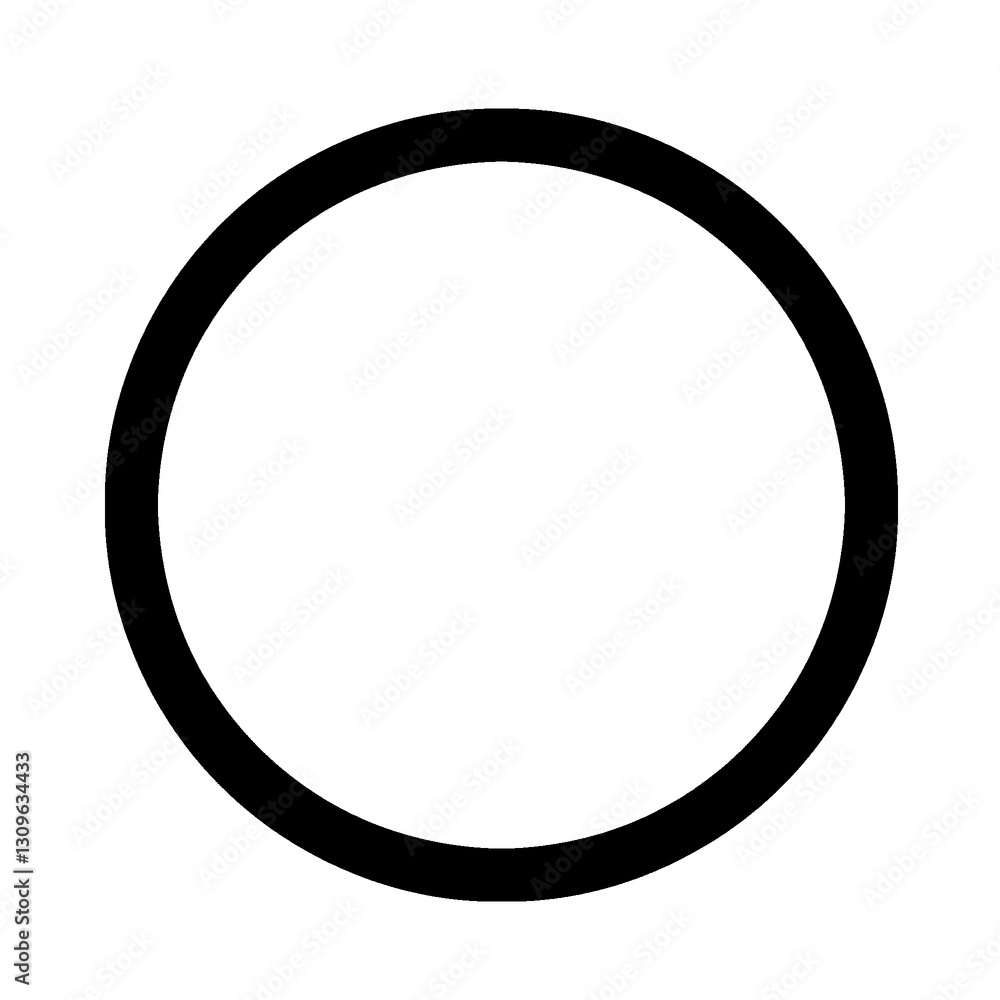 Minimalist Black Circular Outline Icon Isolated on White Background in Geometric Style. Simple round black frame Minimalist Black Circular Outline Icon Isolated on White Background in Geometric Style. Simple round black frame