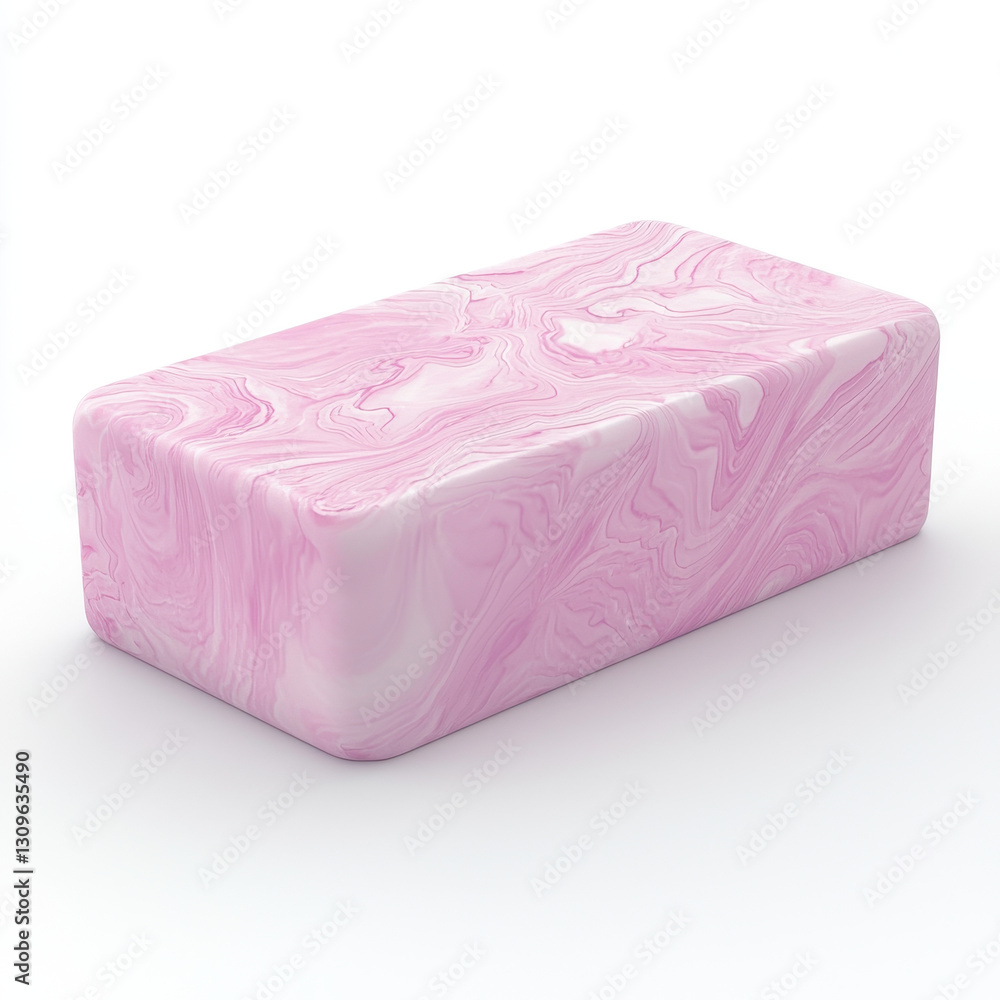 pink marbled bar of soap with smooth texture on white background pink marbled bar of soap with smooth texture on white background
