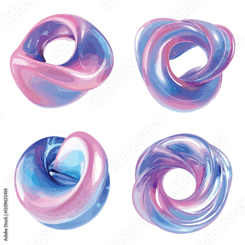 Vibrant Blue Pink Gradient Swirl Fluid Holographic Background