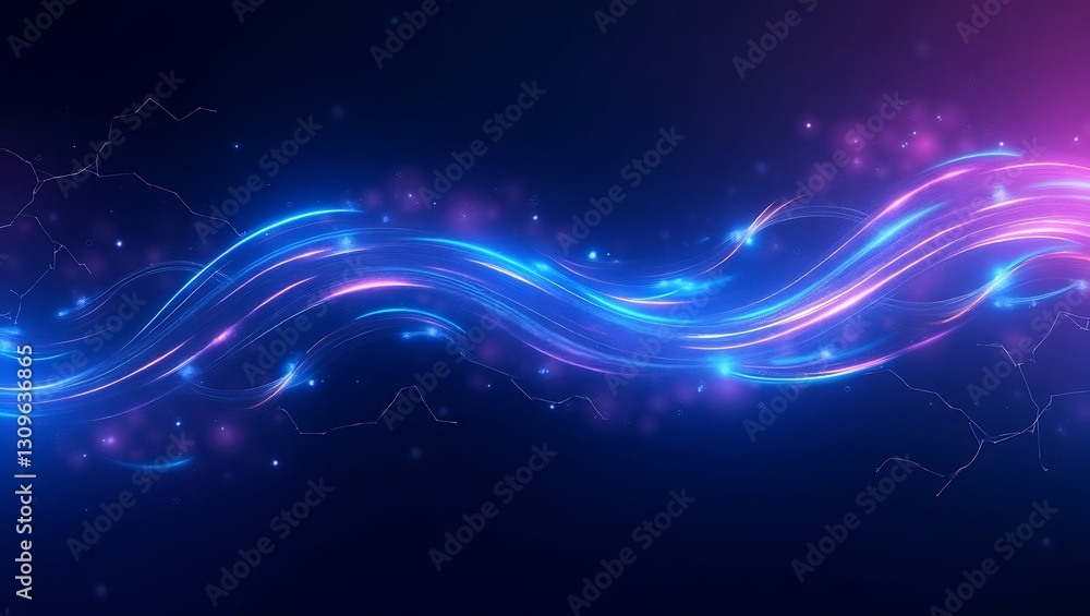 Obraz premium Abstract blue background with glowing lines. Generative Ai.