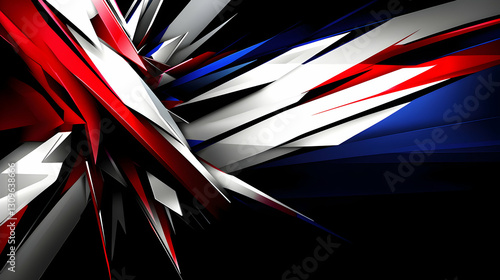 Abstract 3D polygonal background with red, white, and blue shards.  Perfect for dynamic designs.