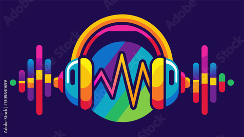 Bright colors and bold strokes depict the pulsating beats of the EDM track blaring in their headphones.. Vector illustration