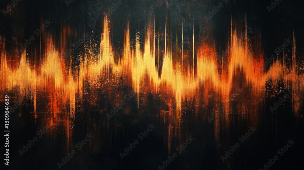 Vibrant sound waves depicted through dynamic orange hues on dark background Vibrant sound waves depicted through dynamic orange hues on dark background