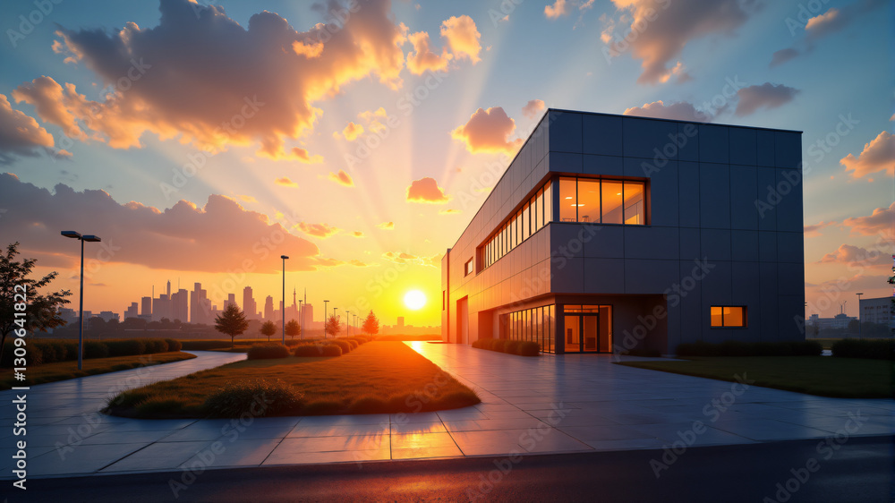Obraz premium Modern Building at Sunset