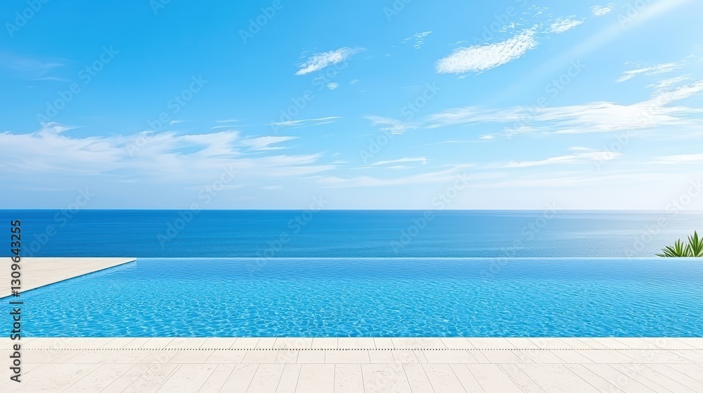 Fototapeta premium Luxury infinity pool with breathtaking ocean view, tranquil escape to paradise