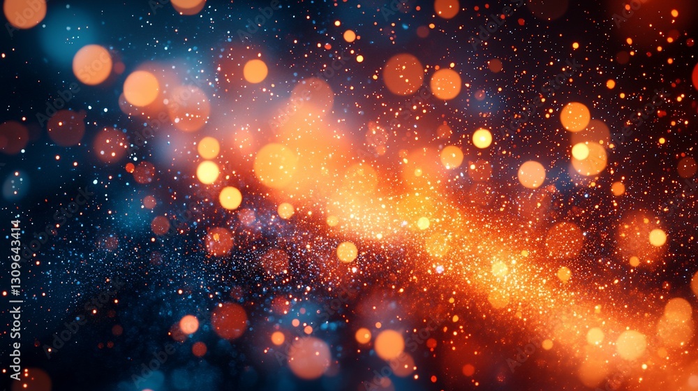 Fototapeta premium Abstract bokeh background with orange and blue lights.