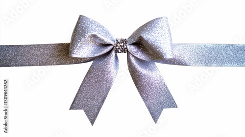 Silver Ribbon with Jewel Detail Decorative Craft Element Present Wrapping Celebration Festive Event