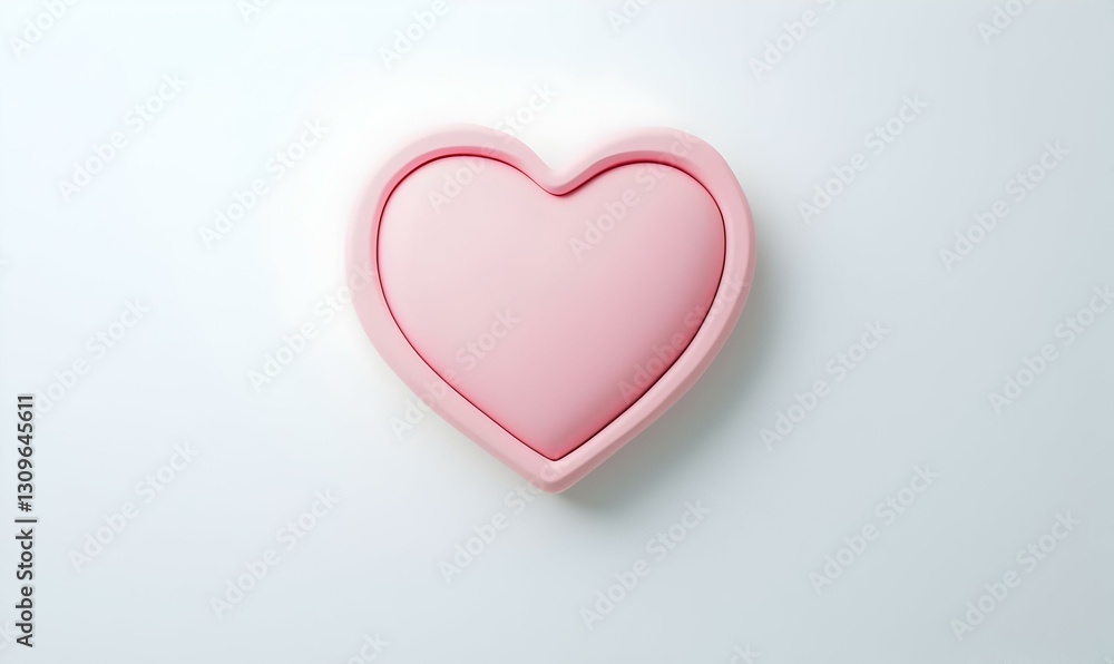 Pink Heart Shaped Object on Soft White Background for Love Theme Pink Heart Shaped Object on Soft White Background for Love Theme