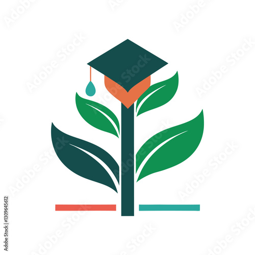  Logo with a plant for a masterdegree vector on white background