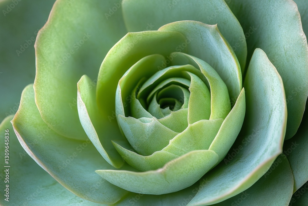Macro of sage green succulent leaves in spiral pattern Macro of sage green succulent leaves in spiral pattern