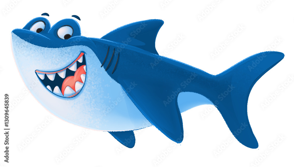 Obraz premium shark cute cartoon isolated