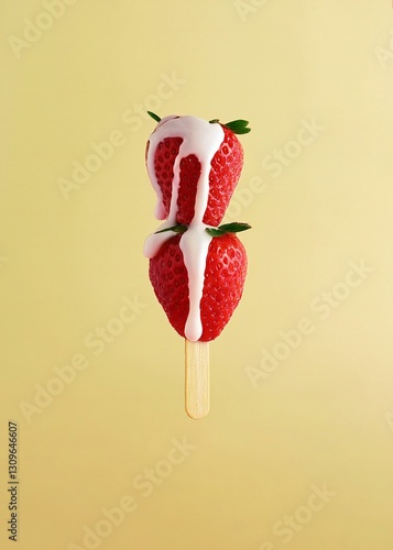 Creative food diet healthy eating concept photo of strawberry popsicle ice cream..